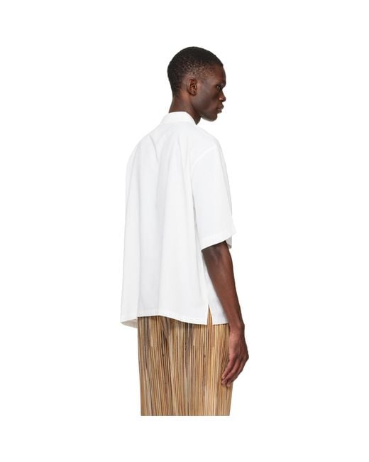 Homme Plissé Issey Miyake White Embroidery Press Shirt for men