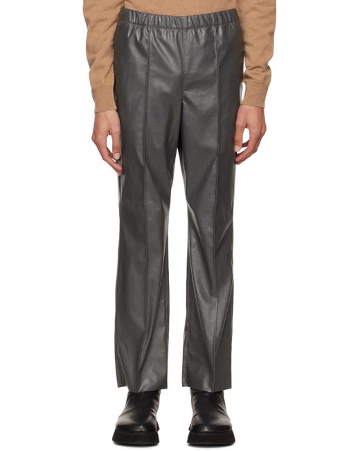 N. Hoolywood Black Faux-leather Pants for men
