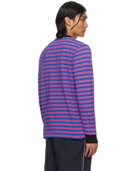 Noah NYC Purple The Cure Striped Long Sleeve T-shirt for men