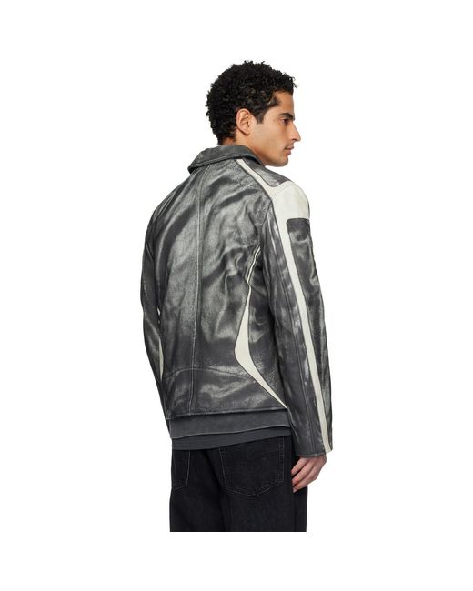 DIESEL Black Off- L-Amar-Enbi Leather Jacket for men