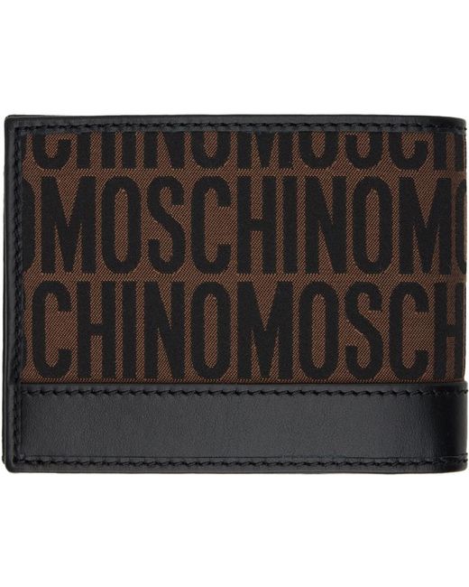 Moschino Black Brown Jacquard Logo Wallet for men