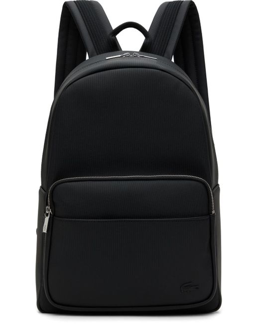 Lacoste Black Embossed Backpack for men