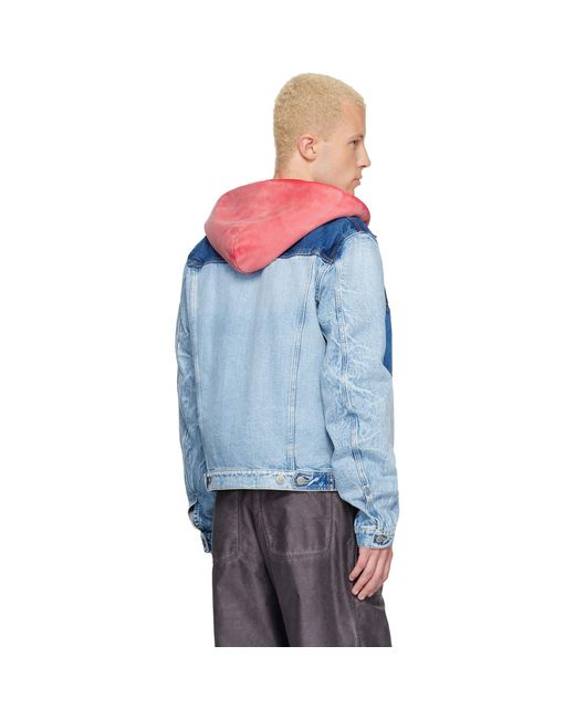 Maison Margiela Blue Patchwork Denim Jacket for men