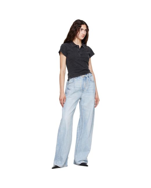 Alexander Wang Blue Balloon Jogger Rhinestone Drawcord Jeans