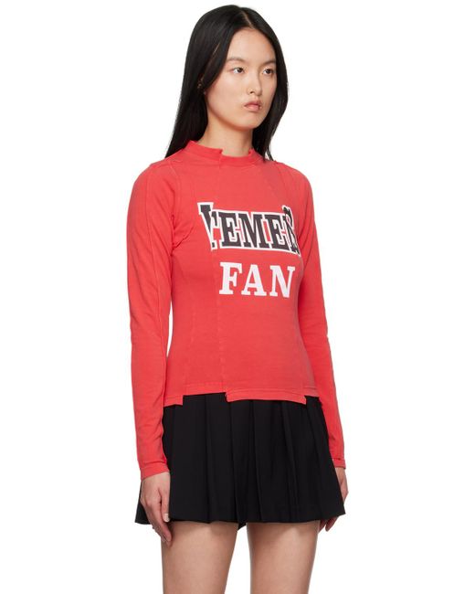 Vetements Red Deconstructed Long Sleeve T-shirt