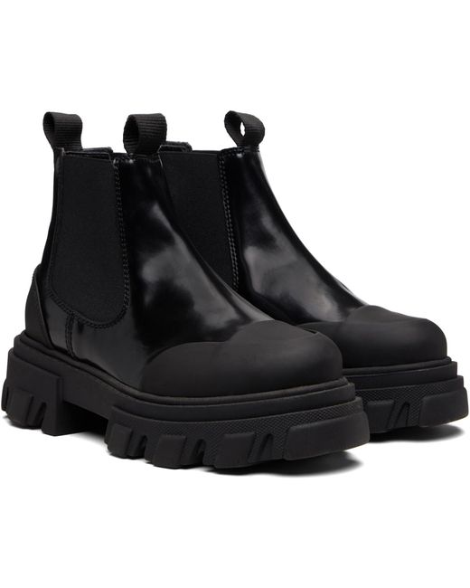 Ganni Black Cleated Low Chelsea Boots