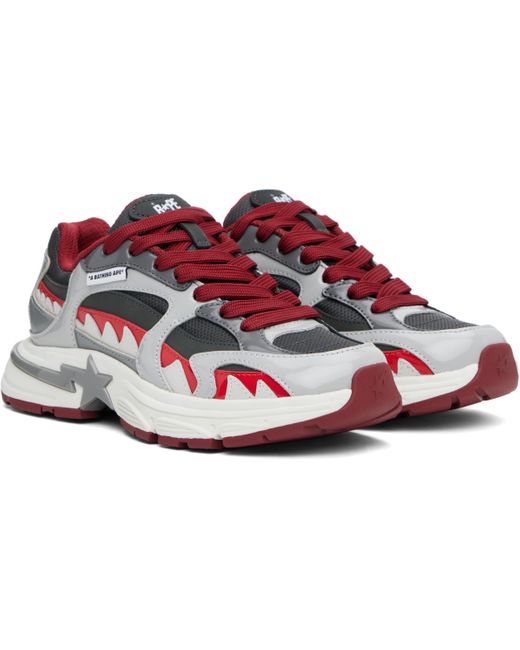 Baskets #3 Gris Et Rouge À Requin Et Étoiles Emblématiques A Bathing Ape pour homme en coloris Black