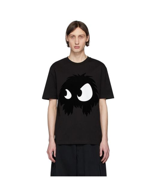 McQ Alexander McQueen Black Big Monster Dropped Shoulder T-shirt for men