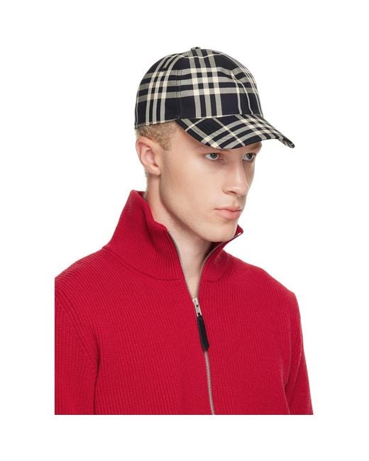Burberry Red Check Cotton Baseball Cap for men