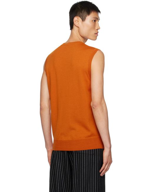 Vivienne Westwood Orange Embroidered Vest for men