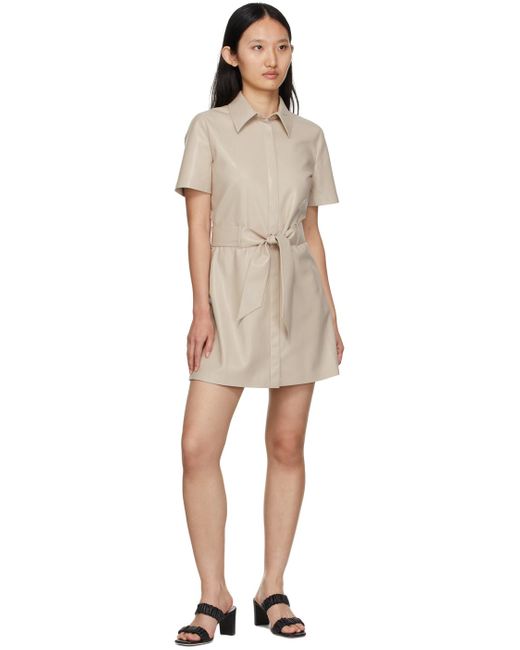 Nanushka Black Taupe Halli Shirt Vegan Leather Dress