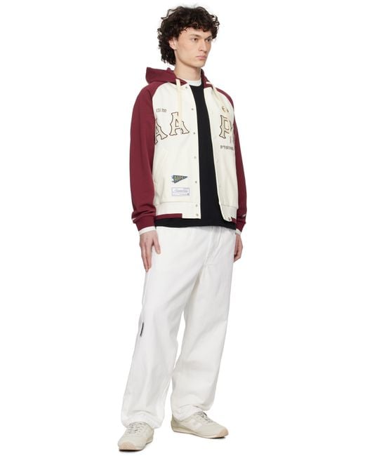 Aape By A Bathing Ape Black Off- & Burgundy Main Zip Up Jacket for men