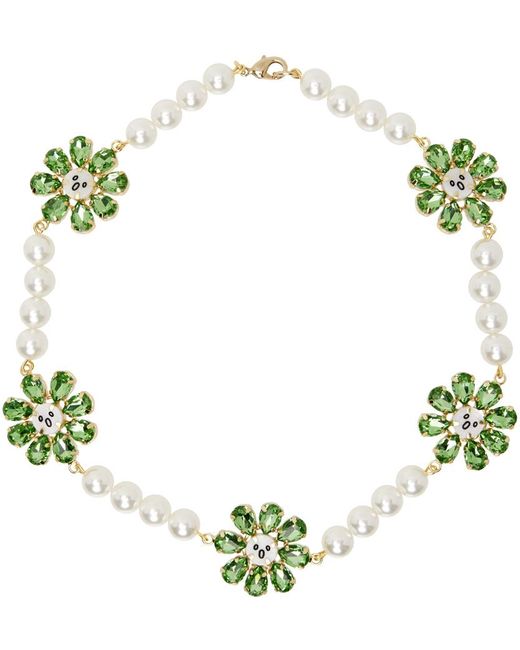 Charles Jeffrey Green Crazy Daisy Pearl Necklace