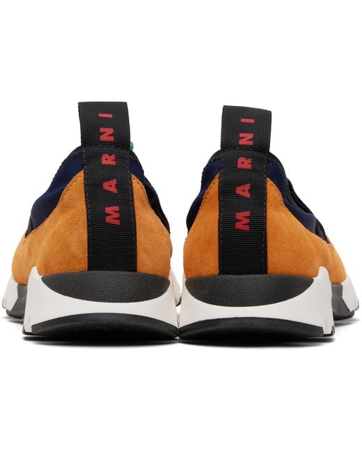 Marni Blue Lycra Lace-Up Running Sneakers for men