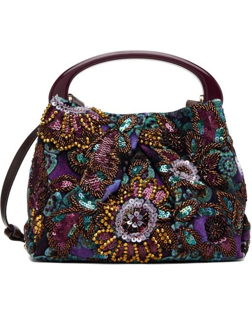 Dries Van Noten Blue Small Embellished Bag
