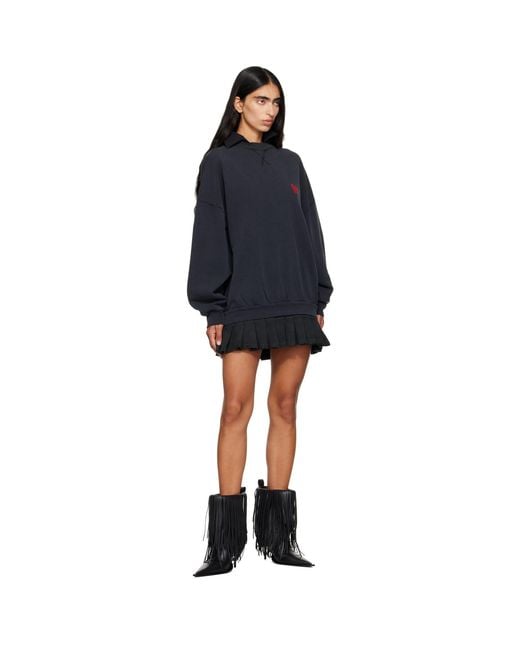 Balenciaga Blue Hybrid Laurel Dry Molleton Minidress