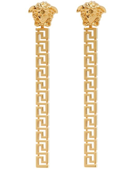 Versace Multicolor Gold 'la Medusa Greca' Drop Earrings