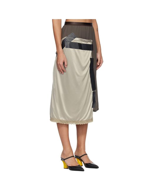 Maison Mihara Yasuhiro Black Combined Tape Lingerie Midi Skirt