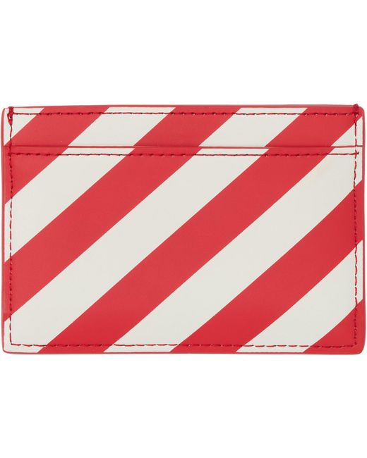 KENZO Red Off- Paris Striped Card Holder for men