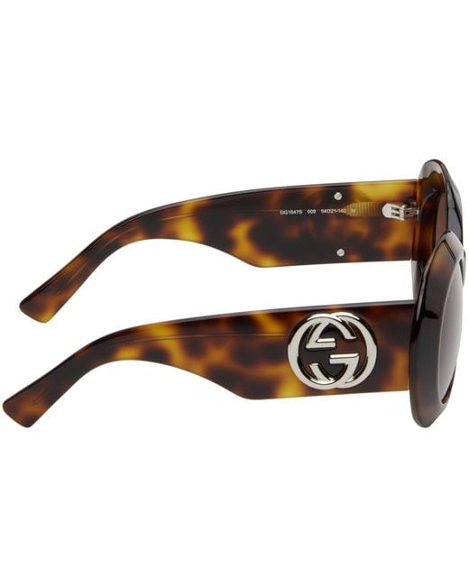 Gucci Black Tortoiseshell Oval Sunglasses