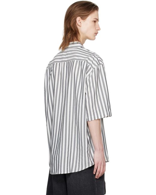 Acne White Black Stripe Shirt for men