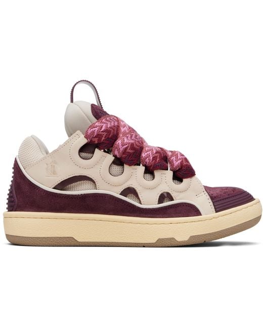Lanvin Black Burgundy Curb Leather Sneakers