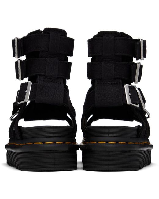 Dr. Martens Black Olson Nubuck Gladiator Zip Sandals