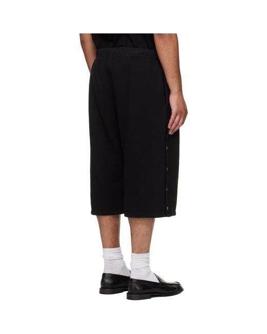 Les Tien Black Part Snap Shorts for men