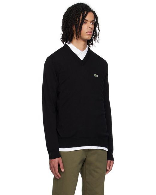 Lacoste Black V-neck Sweater for men