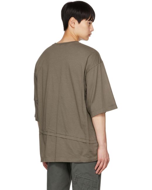 Undercoverism Brown Paneled T-shirt for men