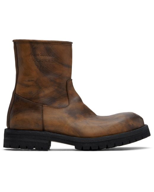 Acne Brown Leather Boots for men