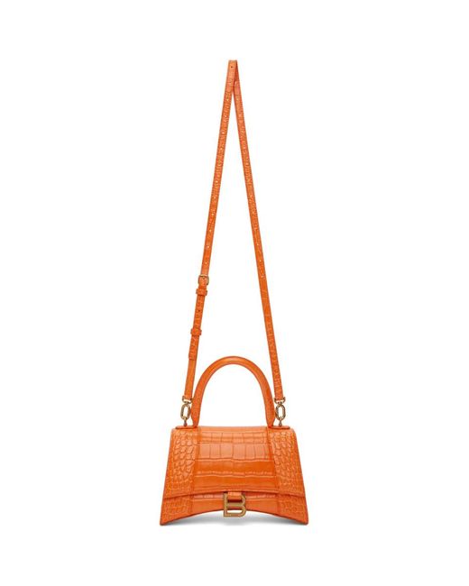 Balenciaga Orange Croc Small Hourglass Bag