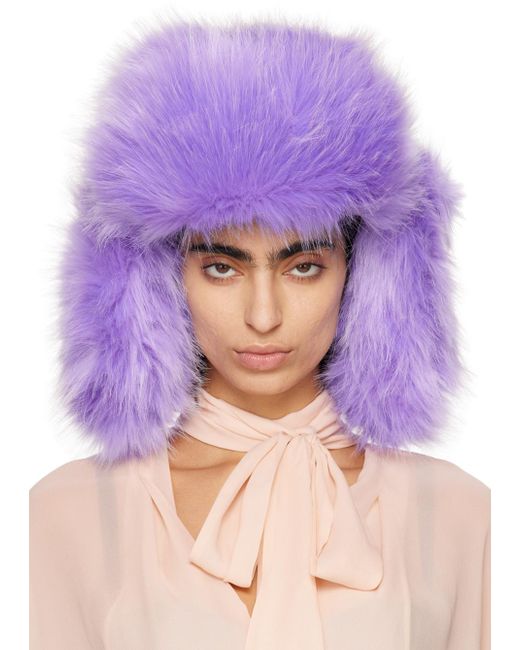 Ruslan Baginskiy Purple Faux-Fur Aviator Hat