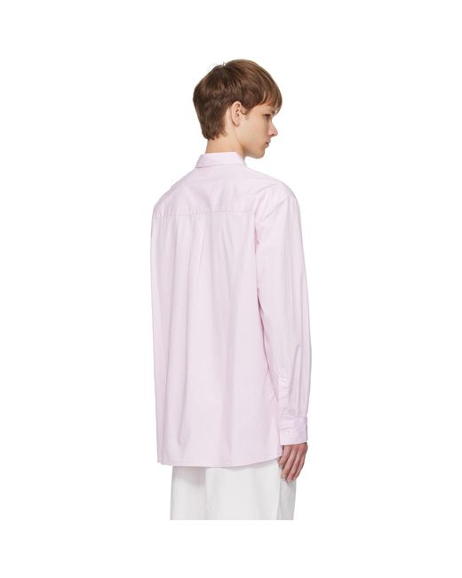 Tekla Pink Poplin Long Sleeve Pyjama Shirt for men