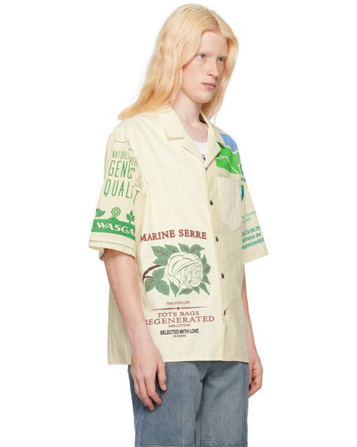 MARINE SERRE Green Off-white Regenerated Shirt for men