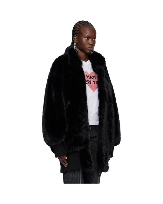 VAQUERA Black Faux-Fur Bomber Coat