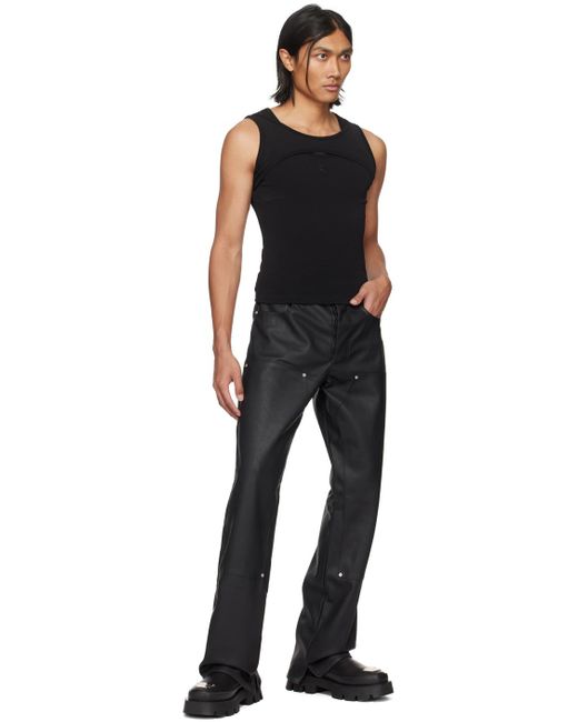 M I S B H V Black Carpenters Faux-leather Trousers for men