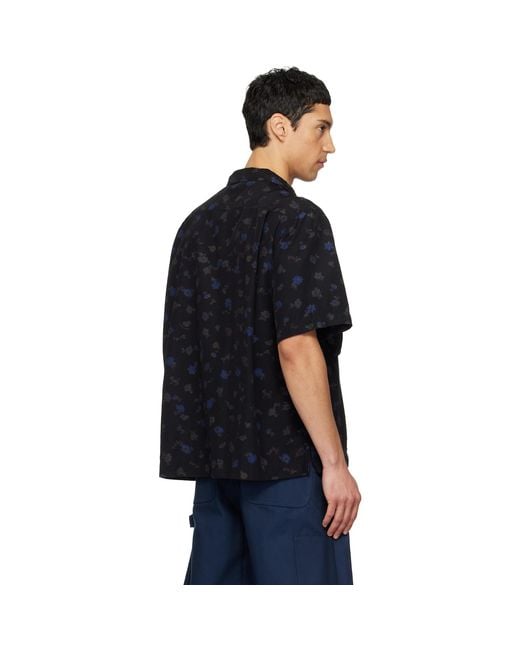 Sacai Black Overdyed Floral Print Shirt for men