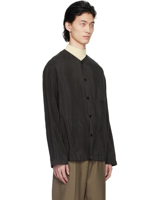 Lemaire Black Collarless Shirt for men