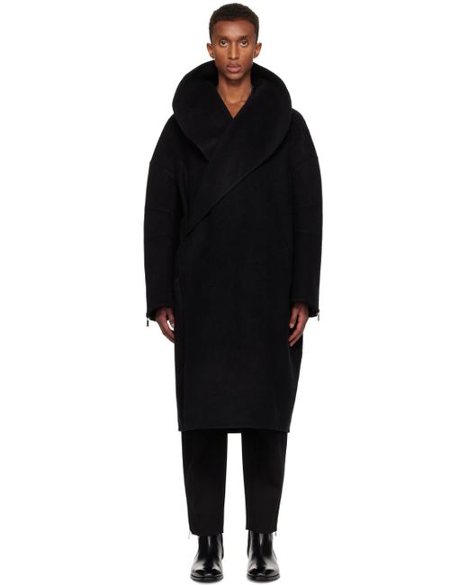 Helmut Lang Double Faced Wool Melton Cocoon Coat in Black for Men Lyst