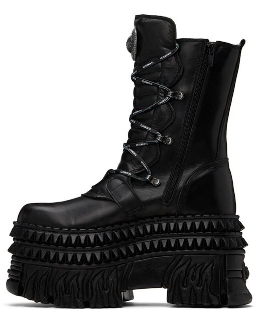 Vetements Black New Rock Edition Lace Up Boots