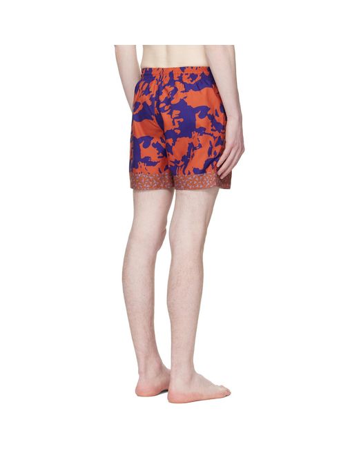Dries Van Noten Red Printed Swim Shorts for men