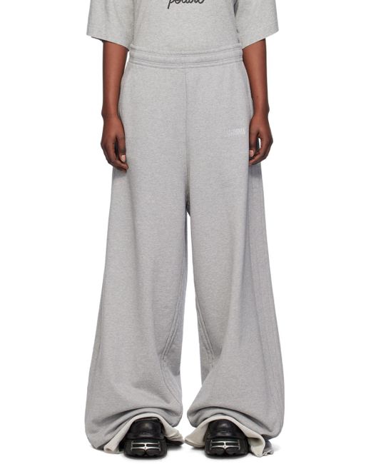 Vetements White Gray Rolled Cuff Lounge Pants for men