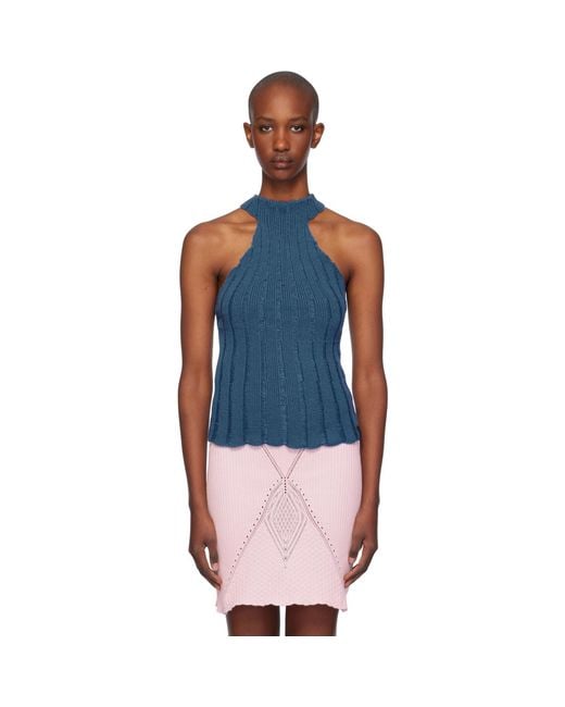 Isa Boulder Blue Lily Halter Neck Tank Top