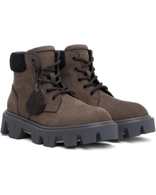 Moncler Black Peak City Nubuck & Suede Lace-Up Boots for men