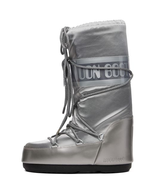 Moon Boot Gray Icon Glance Satin Boots