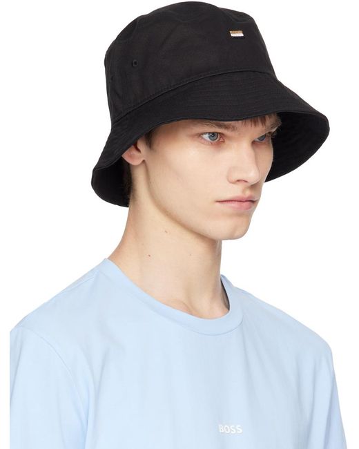 Chapeau bob noir à étiquette à logo Boss pour homme en coloris Blue
