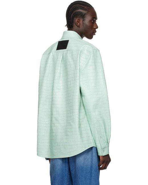 J.W. Anderson Green Spread Collar Leather Jacket for men