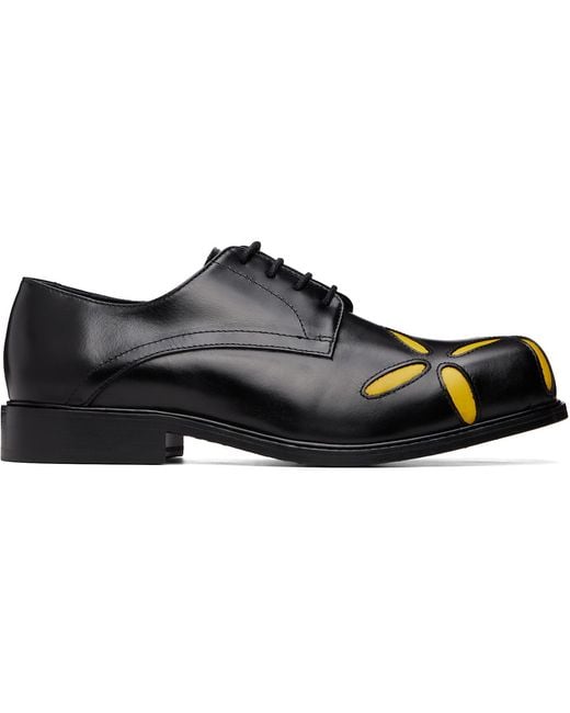 STEFAN COOKE Black Slashed Square Toe Derbys for men