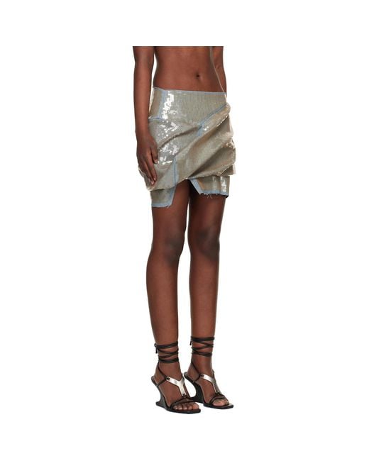 Rick Owens Black Temple Draped Denim Miniskirt